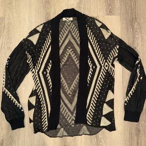 Altar'd State Black and Cream Geometric Cardigan